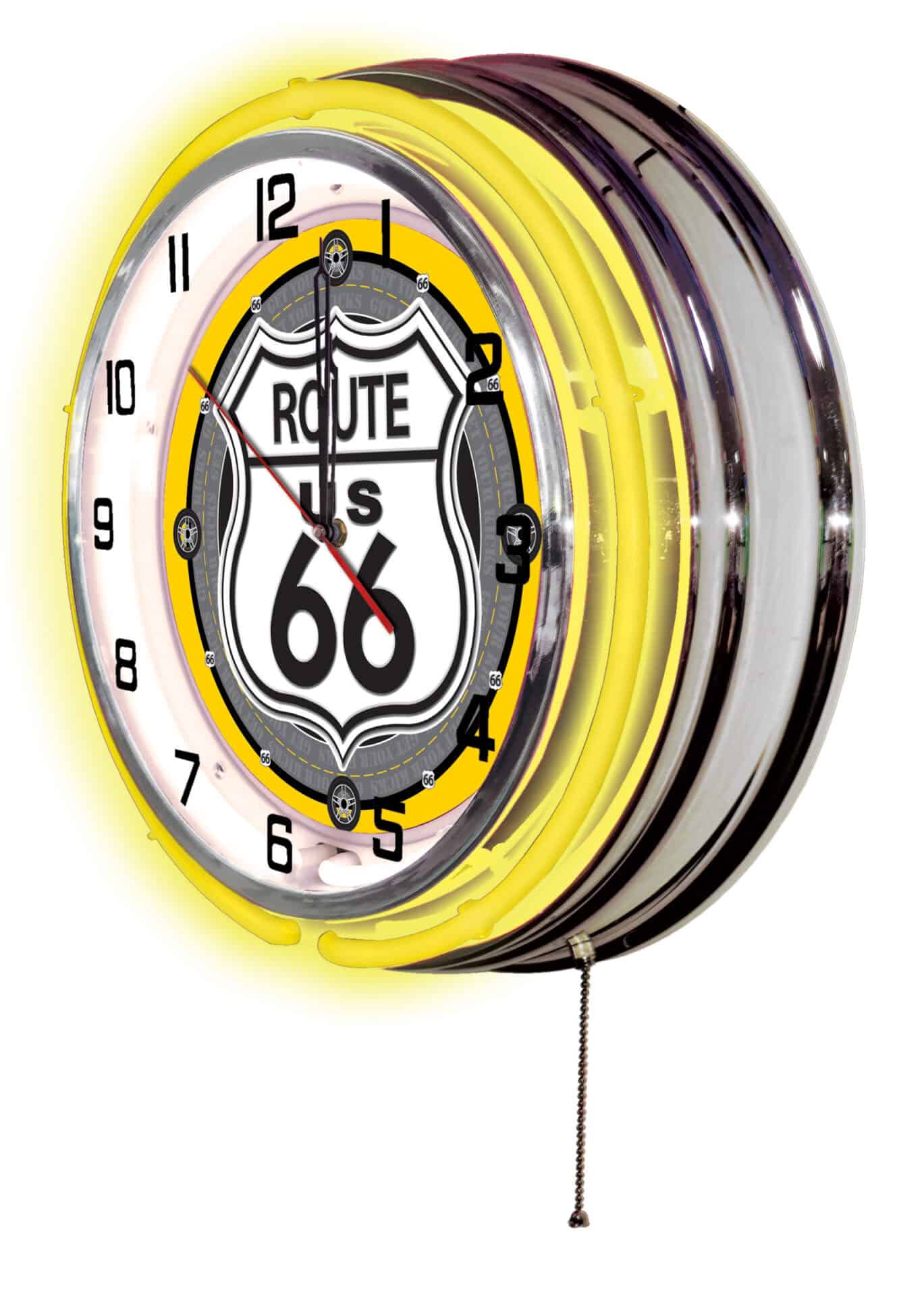 Route 66 19-Inch Neon Logo Clock in Chrome 2 Route 66 19-Inch Neon Logo Clock in Chrome - Image 2