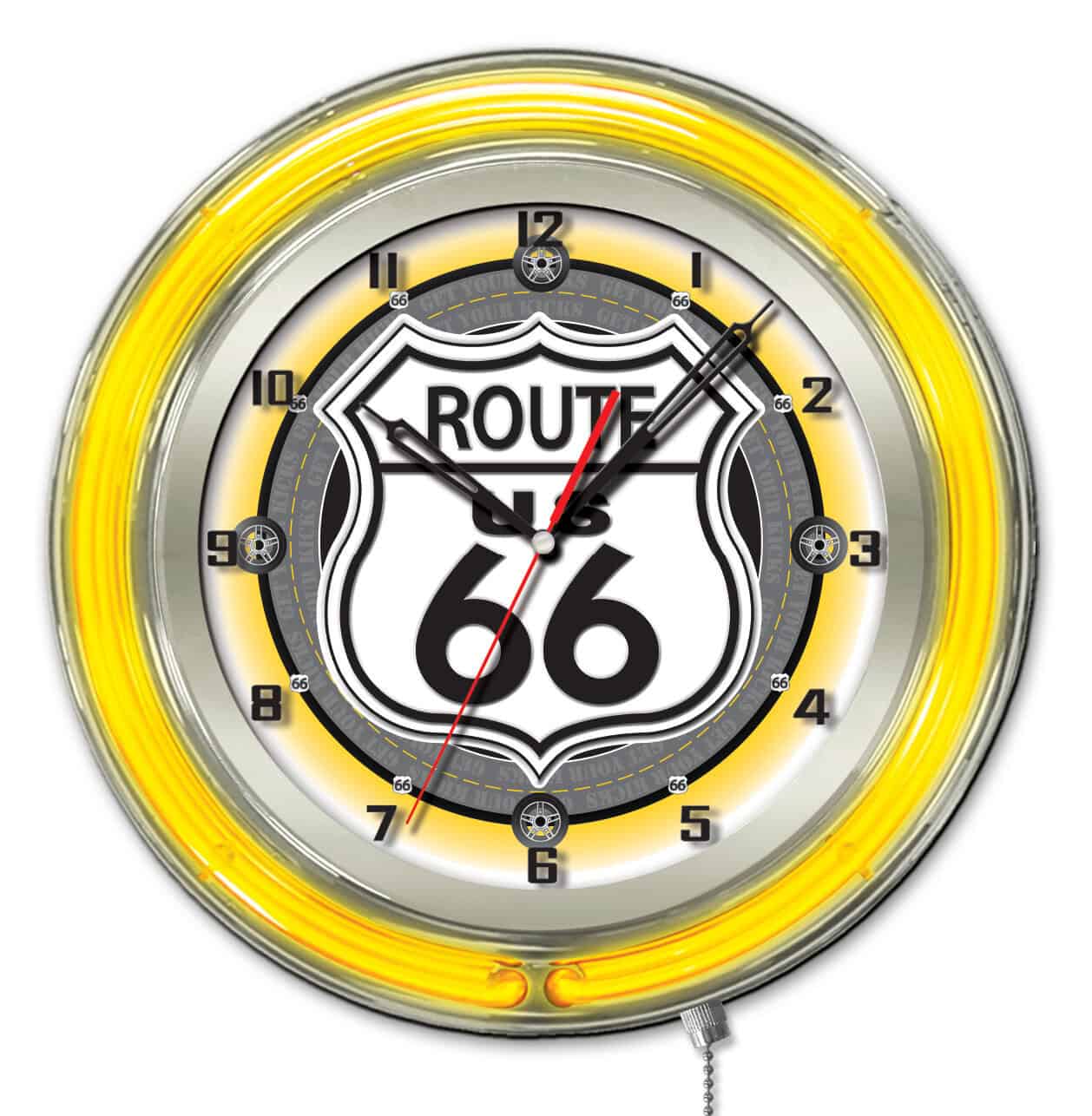 Route 66 19-Inch Neon Logo Clock in Chrome 1 Route 66 19-Inch Neon Logo Clock in Chrome