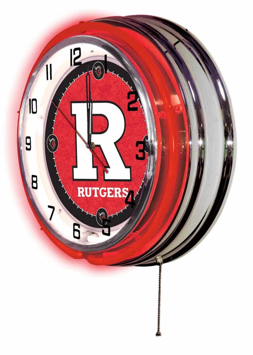 Rutgers 19-Inch Neon Logo Clock in Chrome 2 Rutgers 19-Inch Neon Logo Clock in Chrome - Image 2