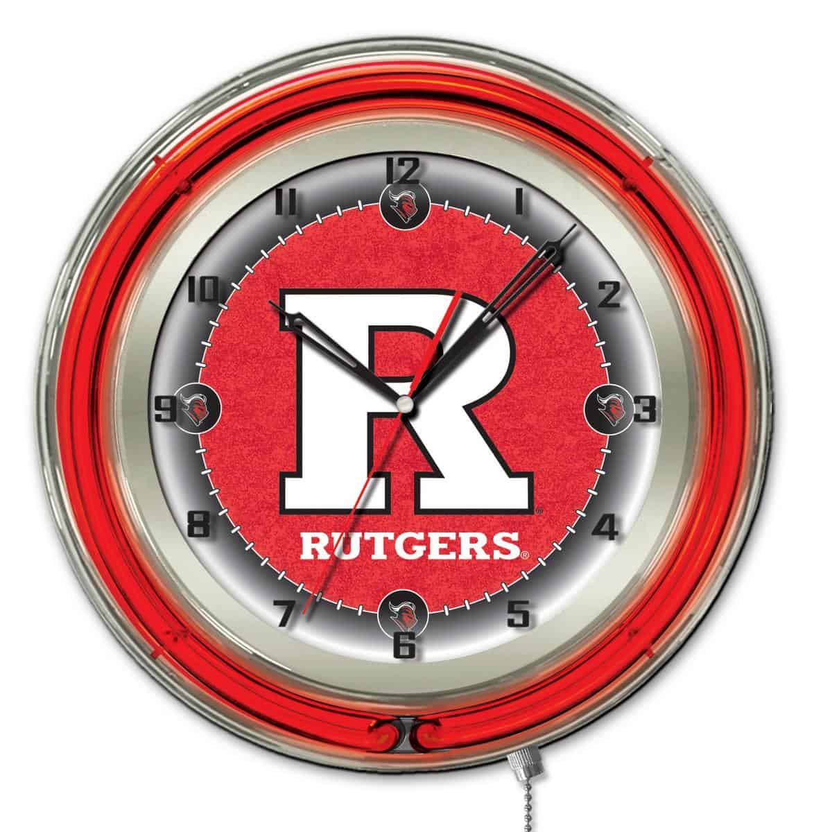 Rutgers 19-Inch Neon Logo Clock in Chrome 1 Rutgers 19-Inch Neon Logo Clock in Chrome