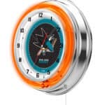 San Jose Sharks 19-Inch Neon Logo Clock in Chrome