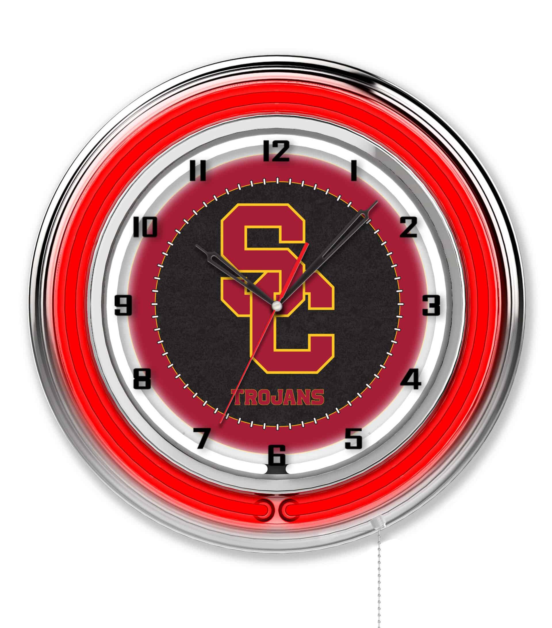 University of Southern California 19-Inch Neon Logo Clock in Chrome 6 University of Southern California 19-Inch Neon Logo Clock in Chrome
