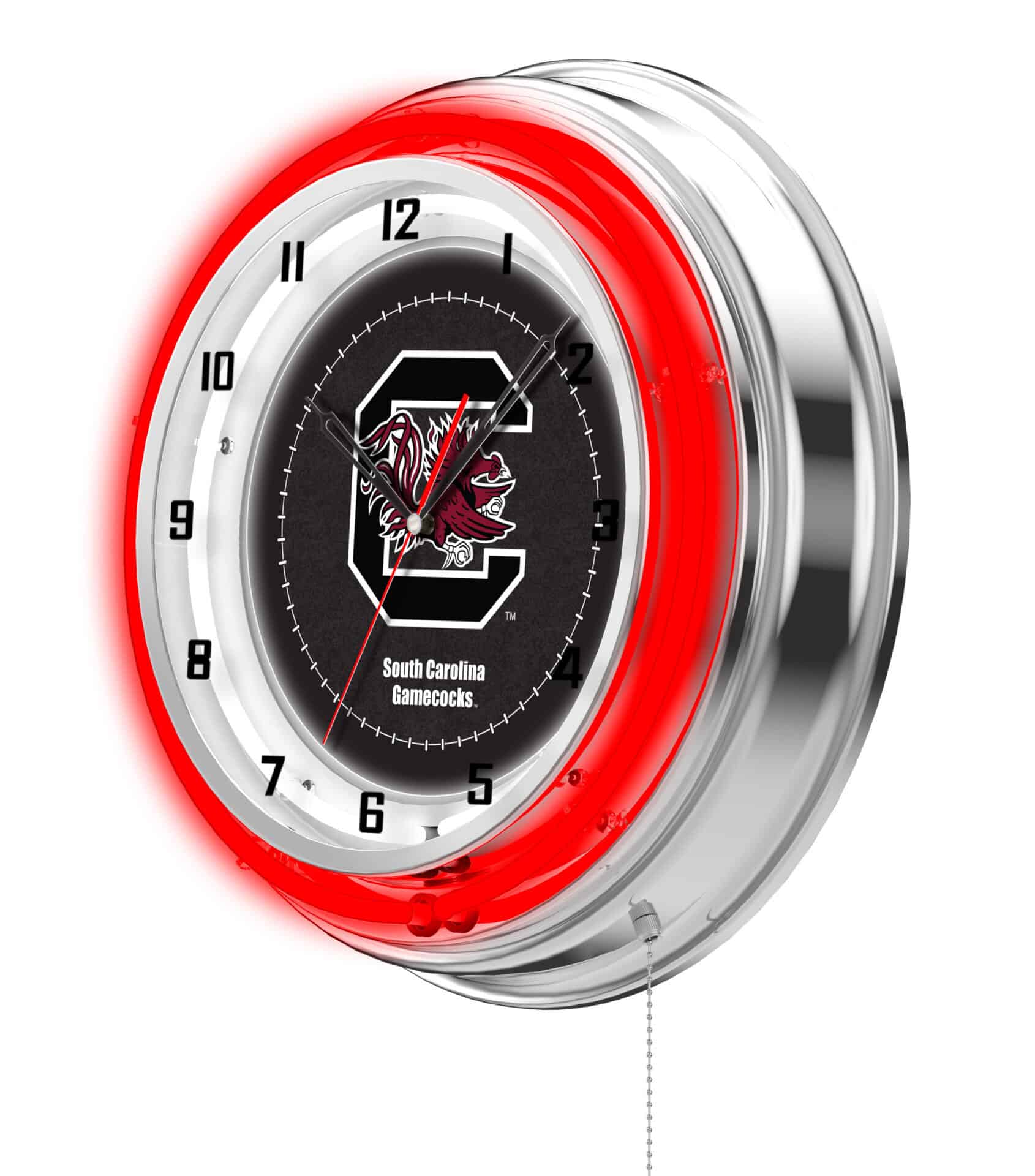 University of South Carolina 19-Inch Neon Logo Clock in Chrome 2 University of South Carolina 19-Inch Neon Logo Clock in Chrome - Image 2