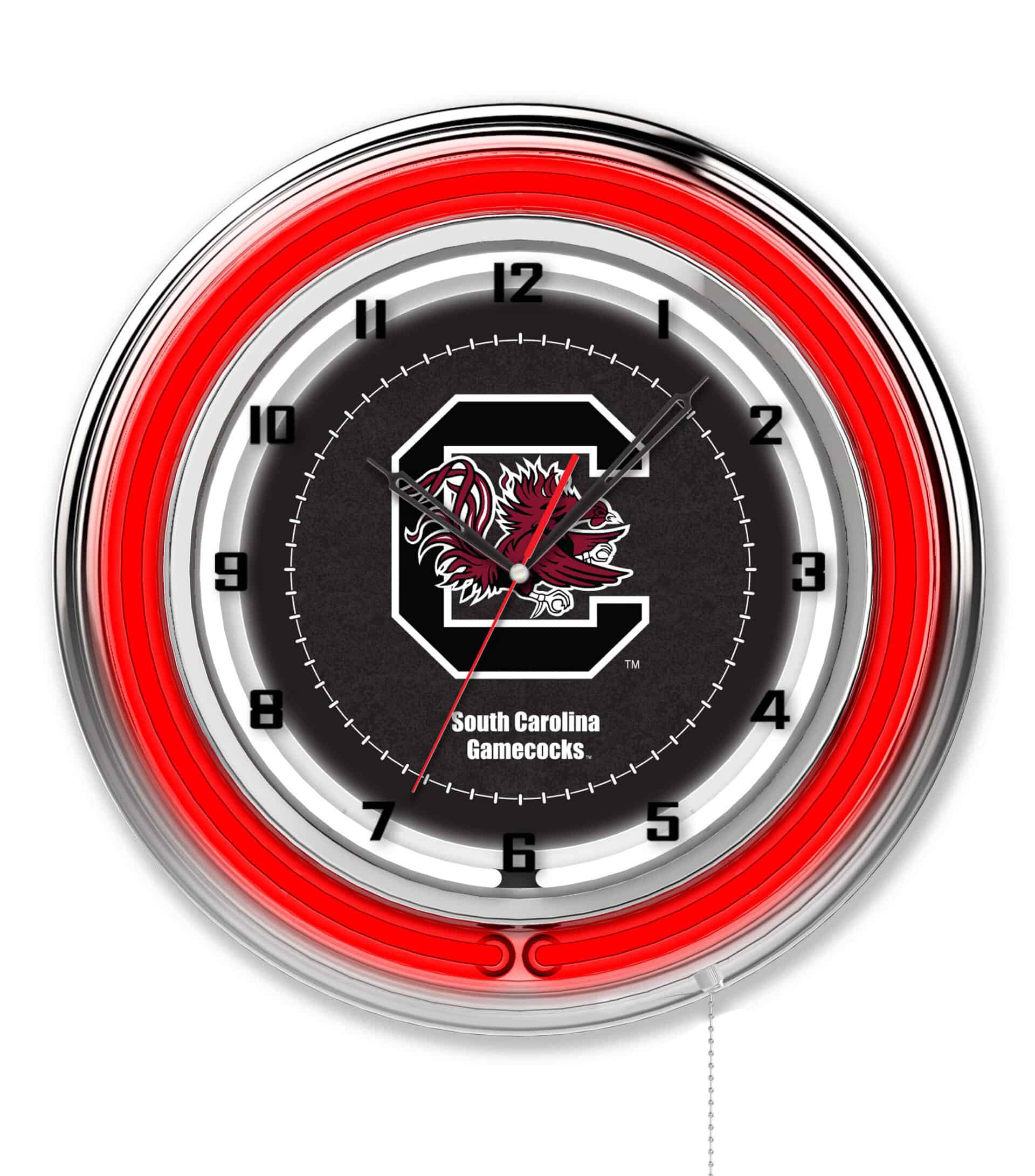 University of South Carolina 19-Inch Neon Logo Clock in Chrome 6 University of South Carolina 19-Inch Neon Logo Clock in Chrome