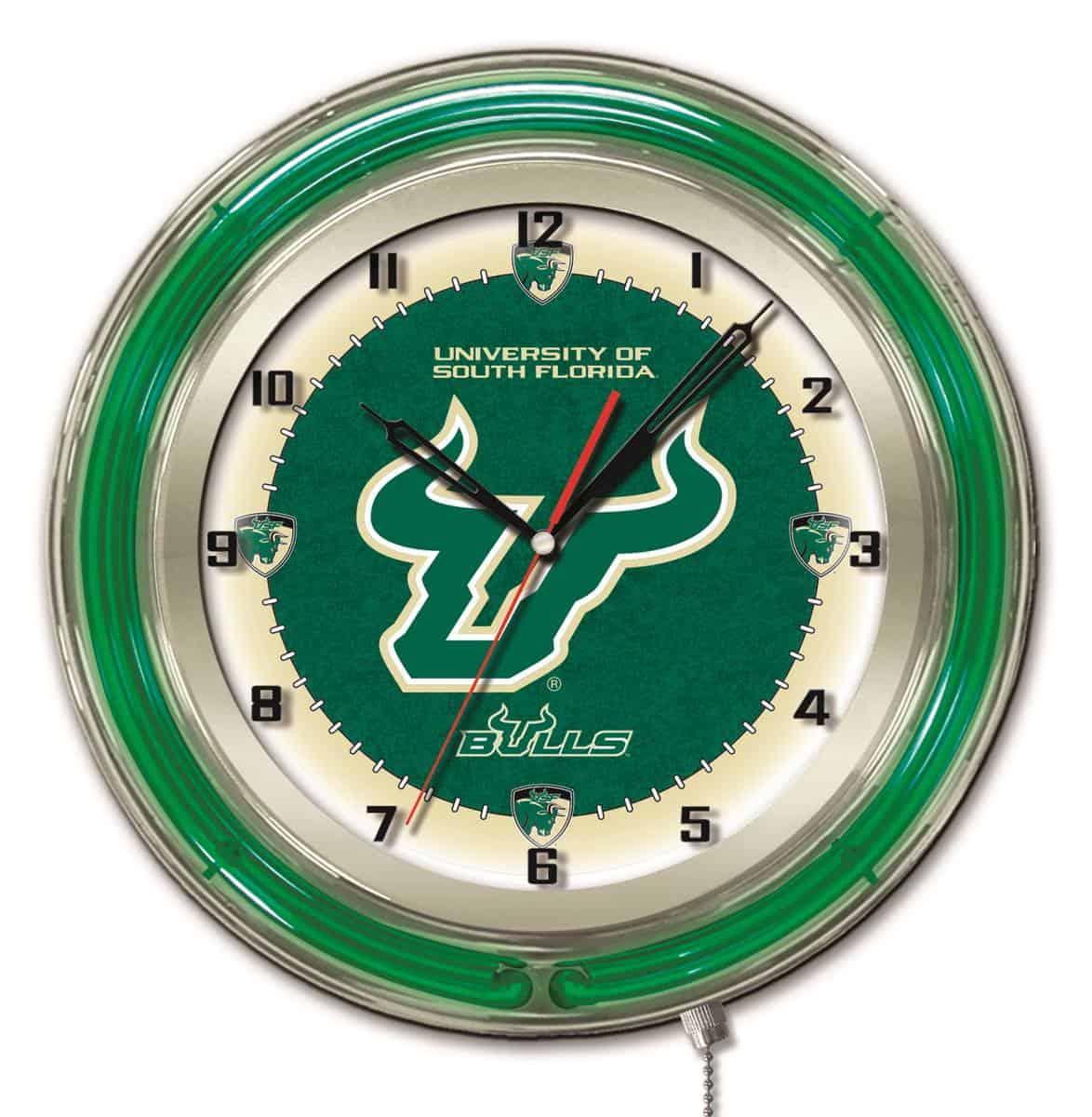 University of South Florida 19-Inch Neon Logo Clock in Chrome 1 University of South Florida 19-Inch Neon Logo Clock in Chrome