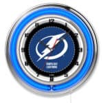Tampa Bay Lightning 19-Inch Neon Logo Clock in Chrome