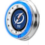 Tampa Bay Lightning 19-Inch Neon Logo Clock in Chrome