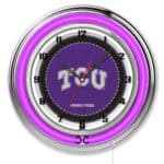 Texas Christian University 19-Inch Neon Logo Clock in Chrome