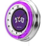 Texas Christian University 19-Inch Neon Logo Clock in Chrome