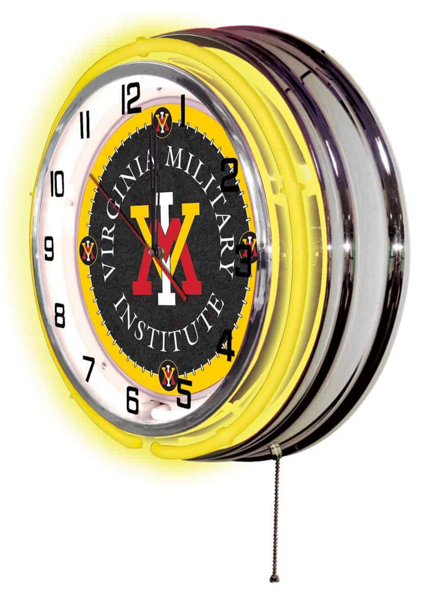 Virginia Military Institute 19-Inch Neon Logo Clock in Chrome 2 Virginia Military Institute 19-Inch Neon Logo Clock in Chrome - Image 2