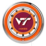 Virginia Tech University 19-Inch Neon Logo Clock in Chrome