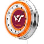 Virginia Tech University 19-Inch Neon Logo Clock in Chrome