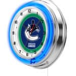 Vancouver Canucks 19-Inch Neon Logo Clock in Chrome