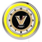 Vanderbilt University 19-Inch Neon Logo Clock in Chrome