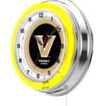 Vanderbilt University 19-Inch Neon Logo Clock in Chrome