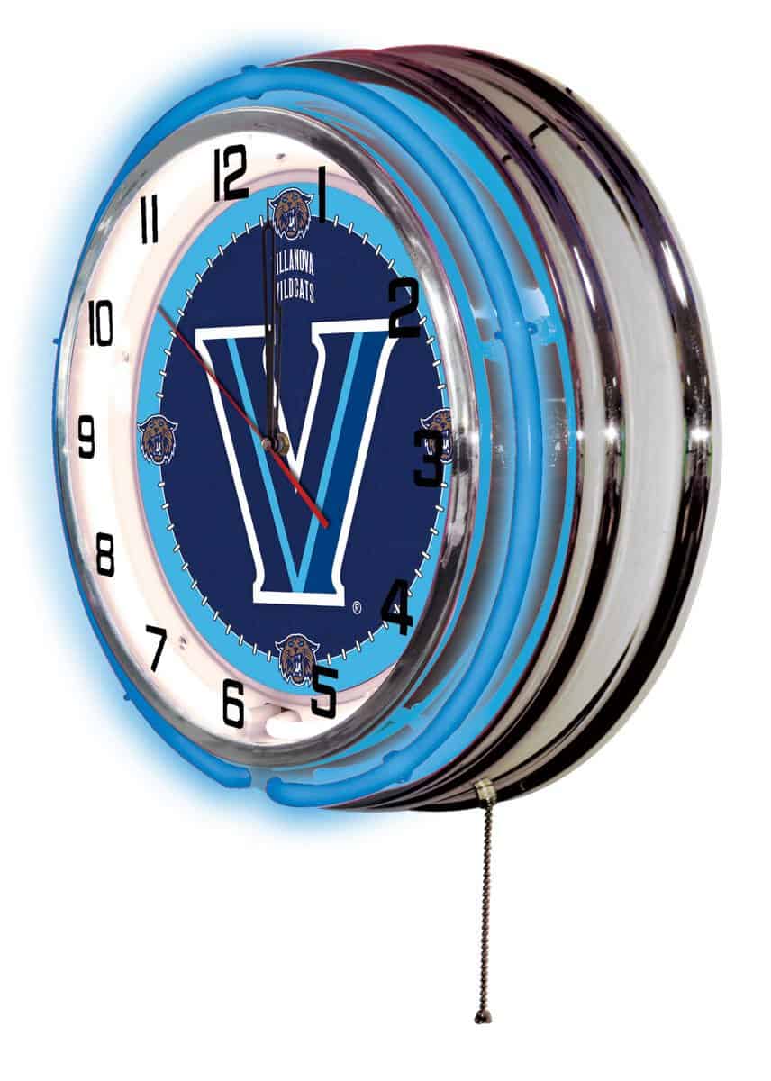 Villanova University 19-Inch Neon Logo Clock in Chrome 2 Villanova University 19-Inch Neon Logo Clock in Chrome - Image 2
