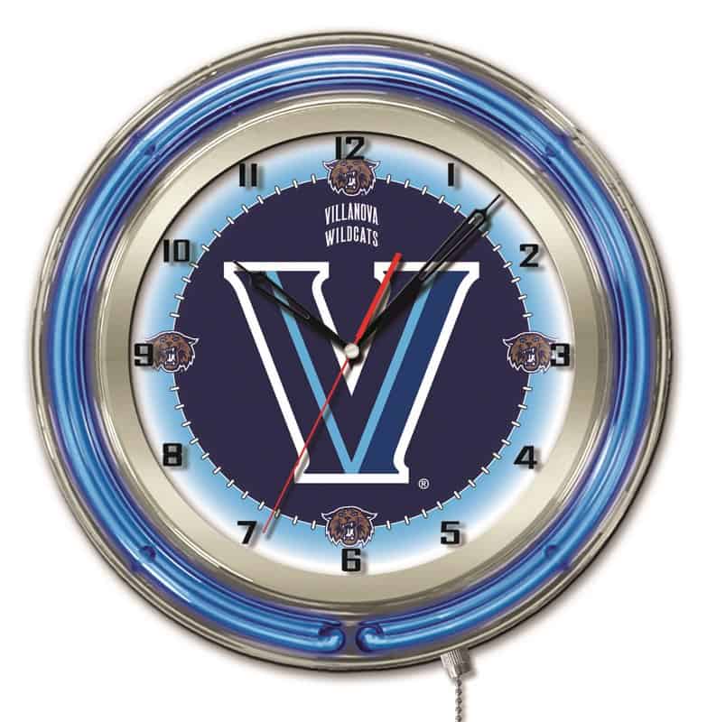 Villanova University 19-Inch Neon Logo Clock in Chrome 1 Villanova University 19-Inch Neon Logo Clock in Chrome