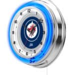 Winnipeg Jets 19-Inch Neon Logo Clock in Chrome 7 Winnipeg Jets 19-Inch Neon Logo Clock in Chrome