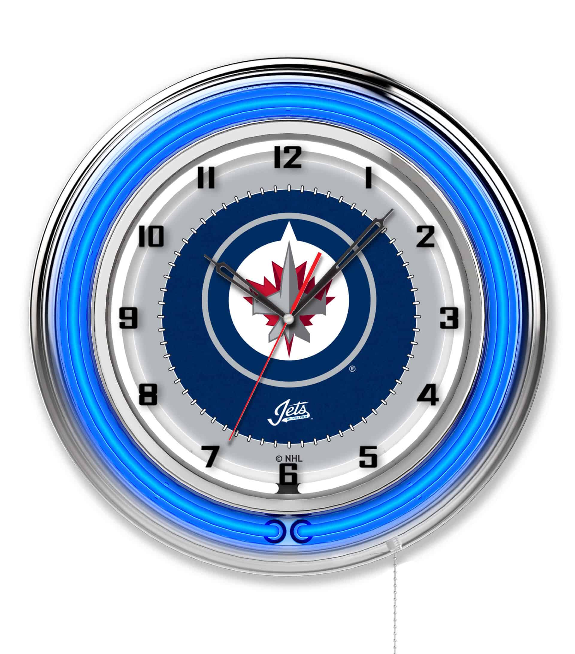 Winnipeg Jets 19-Inch Neon Logo Clock in Chrome 6 Winnipeg Jets 19-Inch Neon Logo Clock in Chrome