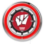 University of Wisconsin (W) 19-Inch Neon Logo Clock in Chrome 6 University of Wisconsin (W) 19-Inch Neon Logo Clock in Chrome