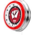 University of Wisconsin (W) 19-Inch Neon Logo Clock in Chrome 7 University of Wisconsin (W) 19-Inch Neon Logo Clock in Chrome