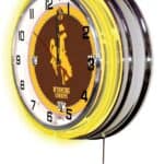 University of Wyoming 19-Inch Neon Logo Clock in Chrome