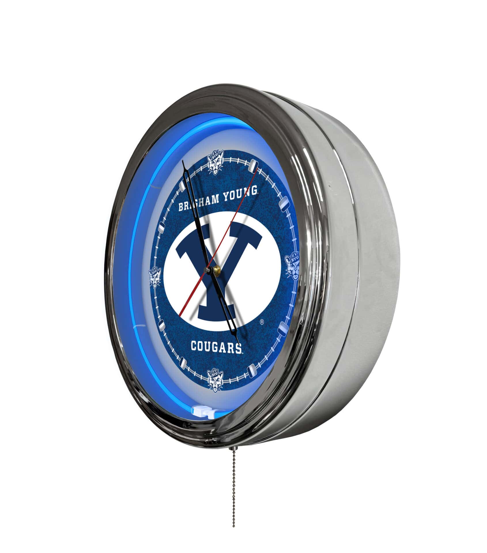 Brigham Young University 16-Inch LED Wall Clock in Chrome 2 Brigham Young University 16-Inch LED Wall Clock in Chrome - Image 2