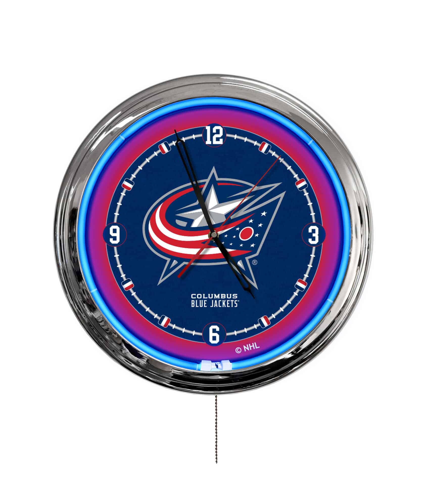 Columbus Blue Jackets 16-Inch LED Wall Clock in Chrome 1 Columbus Blue Jackets 16-Inch LED Wall Clock in Chrome