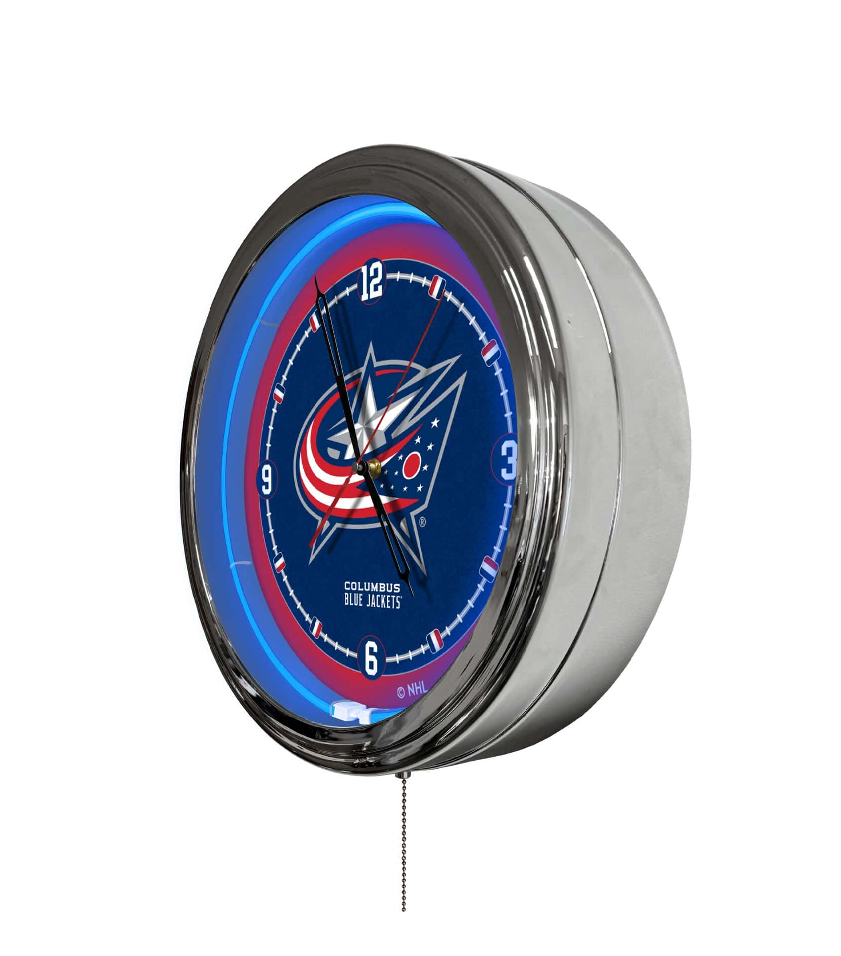 Columbus Blue Jackets 16-Inch LED Wall Clock in Chrome 2 Columbus Blue Jackets 16-Inch LED Wall Clock in Chrome - Image 2