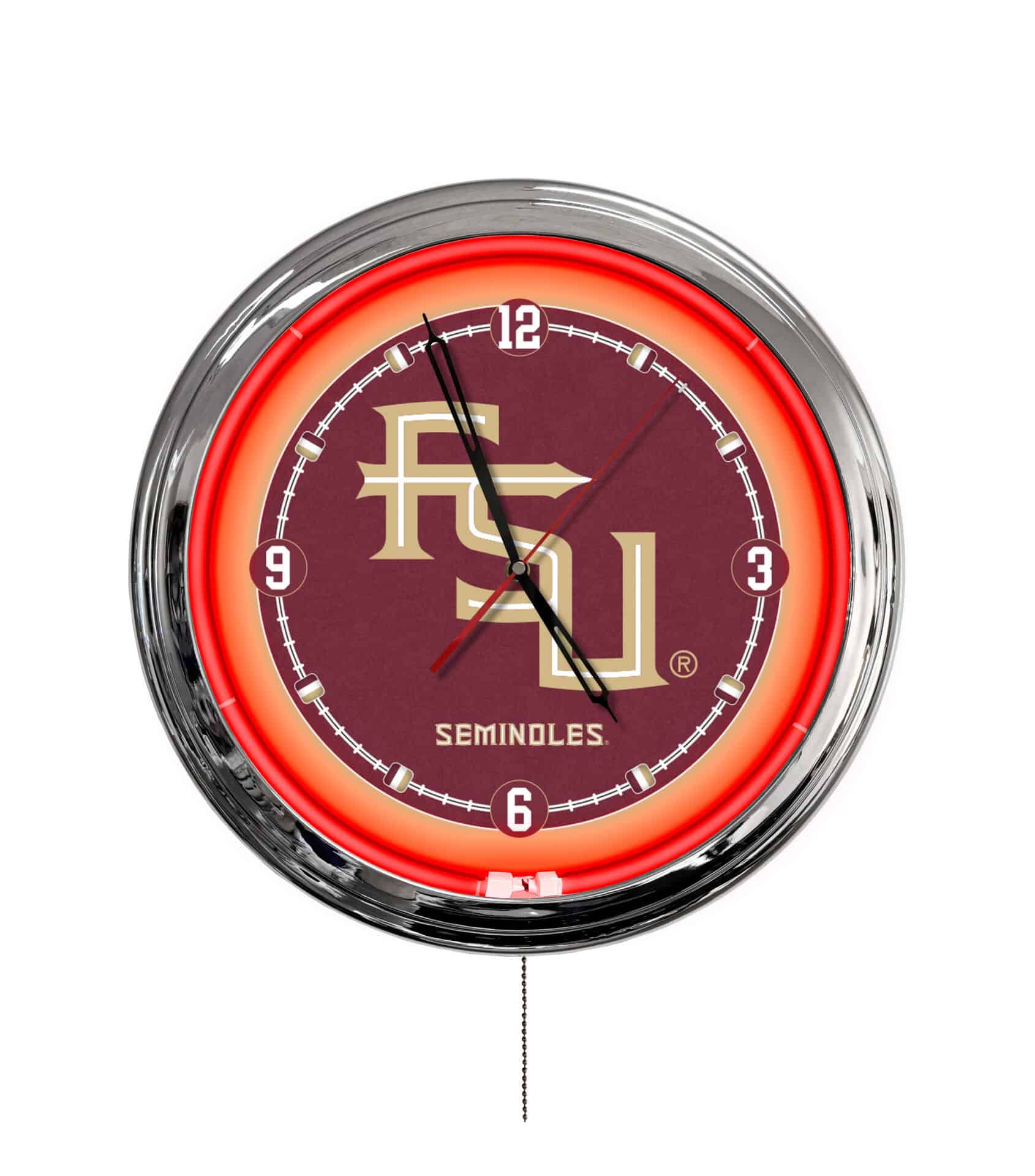 Florida State (Script) 16-Inch LED Wall Clock in Chrome 1 Florida State (Script) 16-Inch LED Wall Clock in Chrome