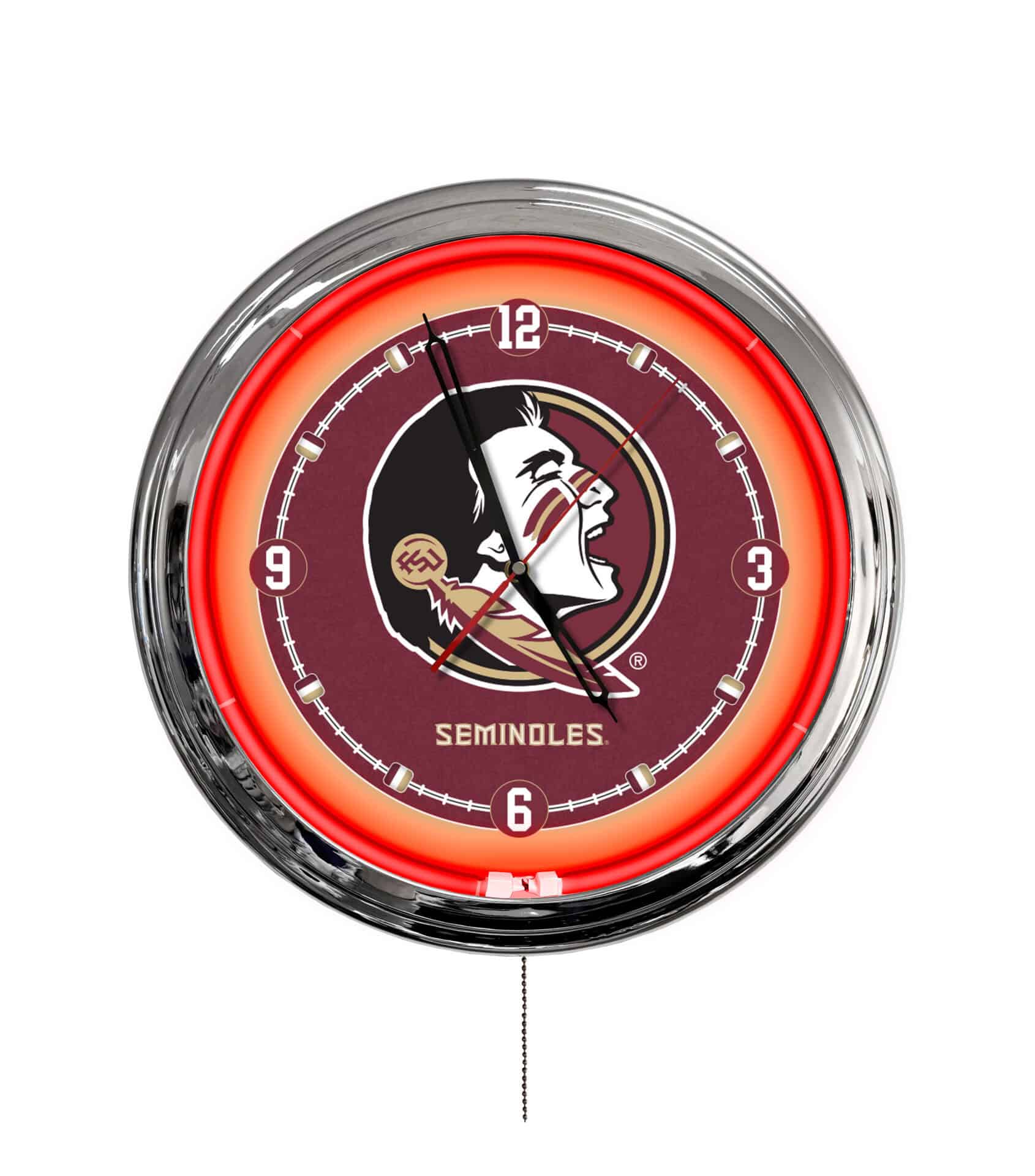 Florida State (Head) 16-Inch LED Wall Clock in Chrome 1 Florida State (Head) 16-Inch LED Wall Clock in Chrome
