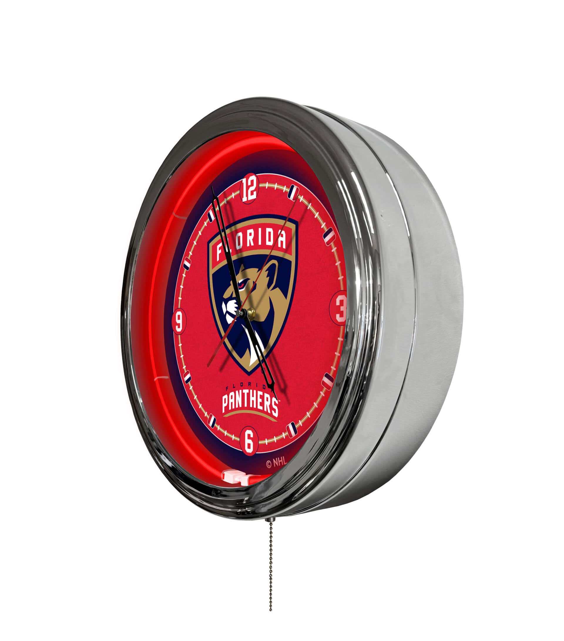 Florida Panthers 16-Inch LED Wall Clock in Chrome 4 Florida Panthers 16-Inch LED Wall Clock in Chrome