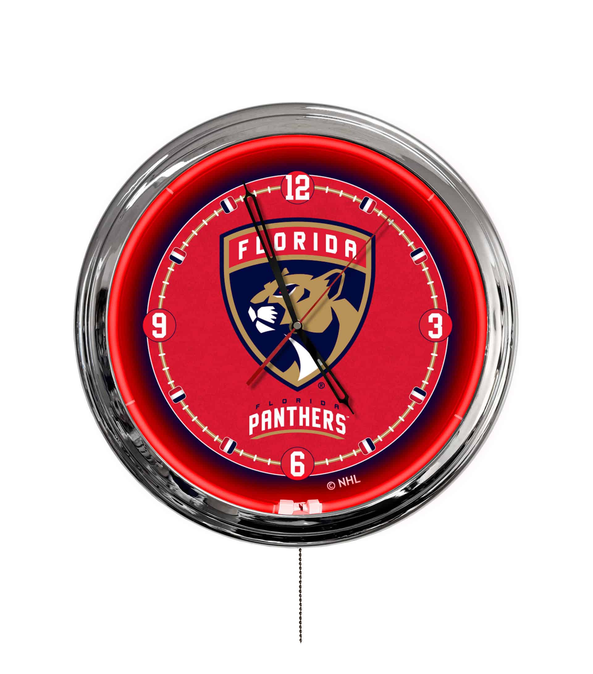 Florida Panthers 16-Inch LED Wall Clock in Chrome 3 Florida Panthers 16-Inch LED Wall Clock in Chrome