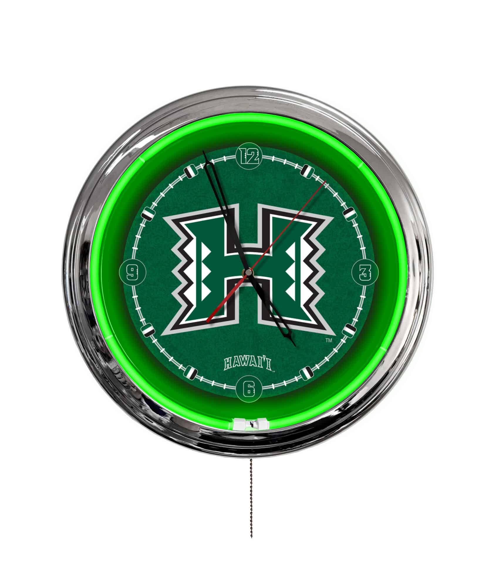 University of Hawaii 16-Inch LED Wall Clock in Chrome 1 University of Hawaii 16-Inch LED Wall Clock in Chrome