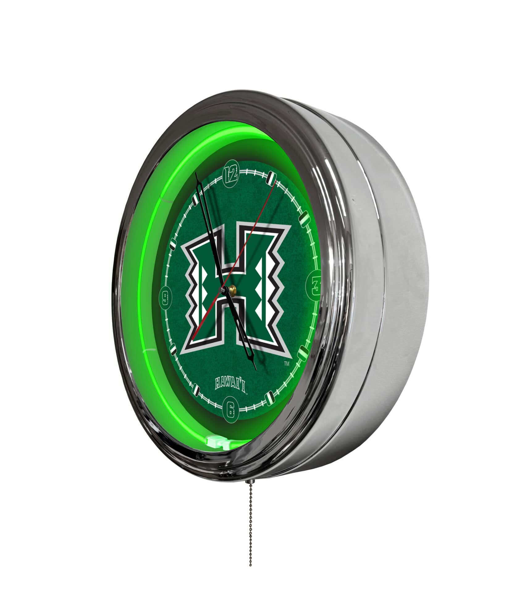 University of Hawaii 16-Inch LED Wall Clock in Chrome 2 University of Hawaii 16-Inch LED Wall Clock in Chrome - Image 2