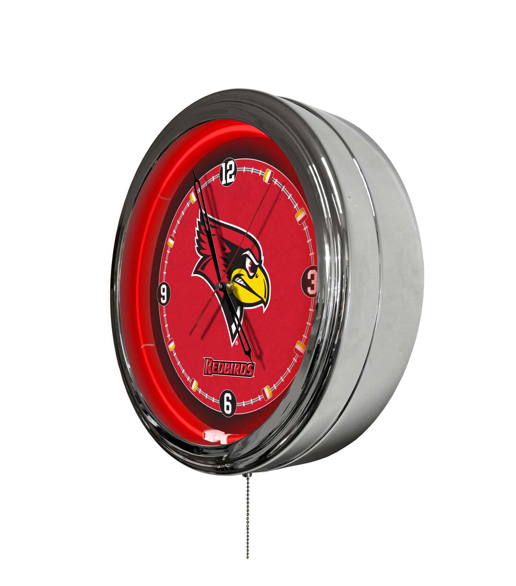 Illinois State University 16-Inch LED Wall Clock in Chrome 2 Illinois State University 16-Inch LED Wall Clock in Chrome - Image 2