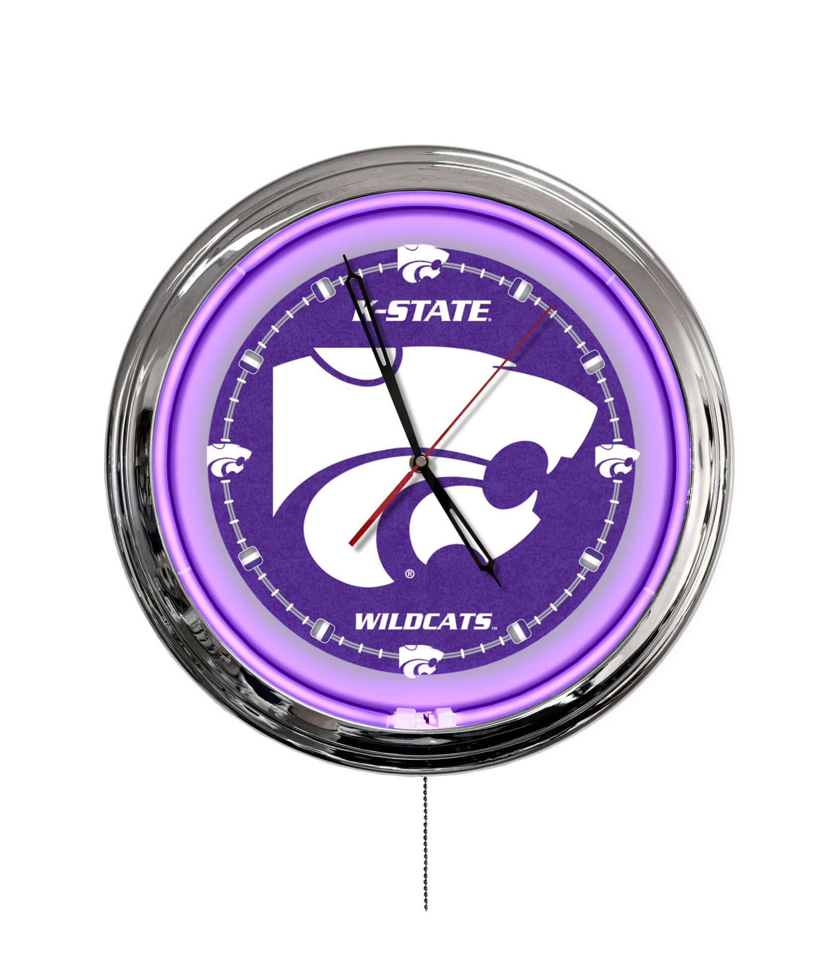 Kansas State University 16-Inch LED Wall Clock in Chrome 1 Kansas State University 16-Inch LED Wall Clock in Chrome