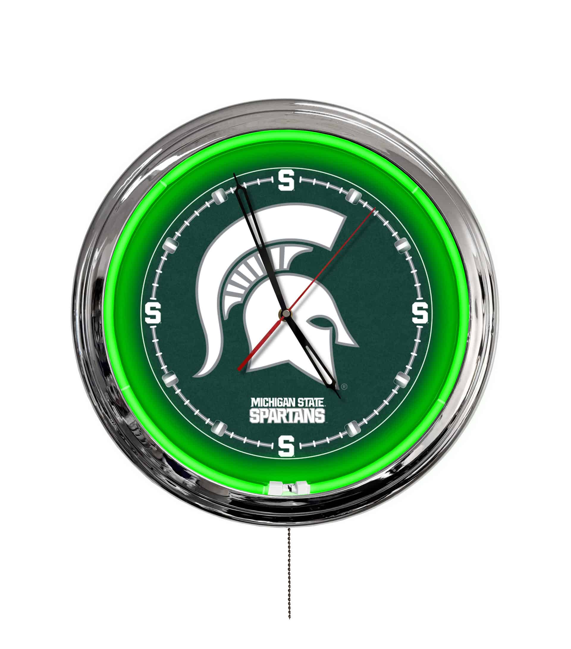 Michigan State University 16-Inch LED Wall Clock in Chrome 3 Michigan State University 16-Inch LED Wall Clock in Chrome