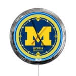 University of Michigan 16-Inch LED Wall Clock in Chrome