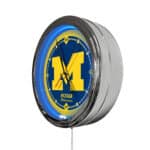 University of Michigan 16-Inch LED Wall Clock in Chrome