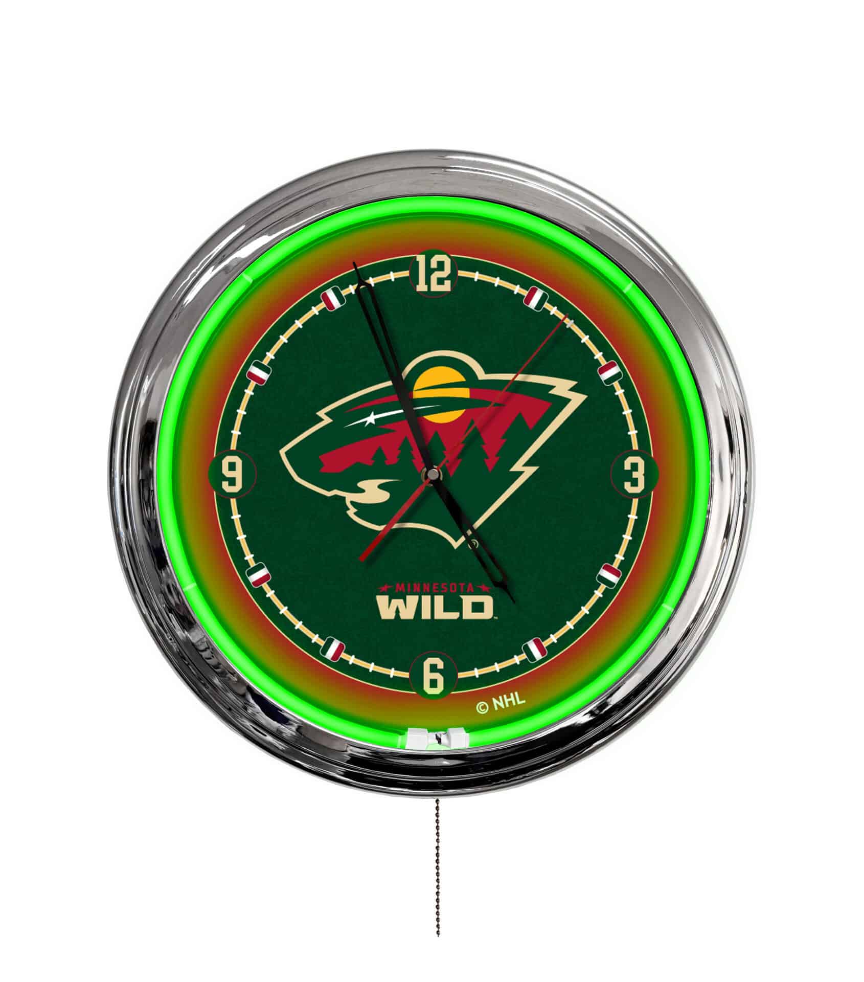 Minnesota Wild 16-Inch LED Wall Clock in Chrome 1 Minnesota Wild 16-Inch LED Wall Clock in Chrome
