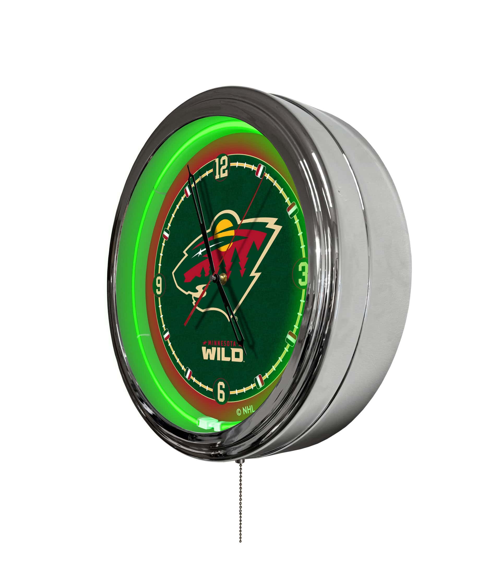 Minnesota Wild 16-Inch LED Wall Clock in Chrome 4 Minnesota Wild 16-Inch LED Wall Clock in Chrome