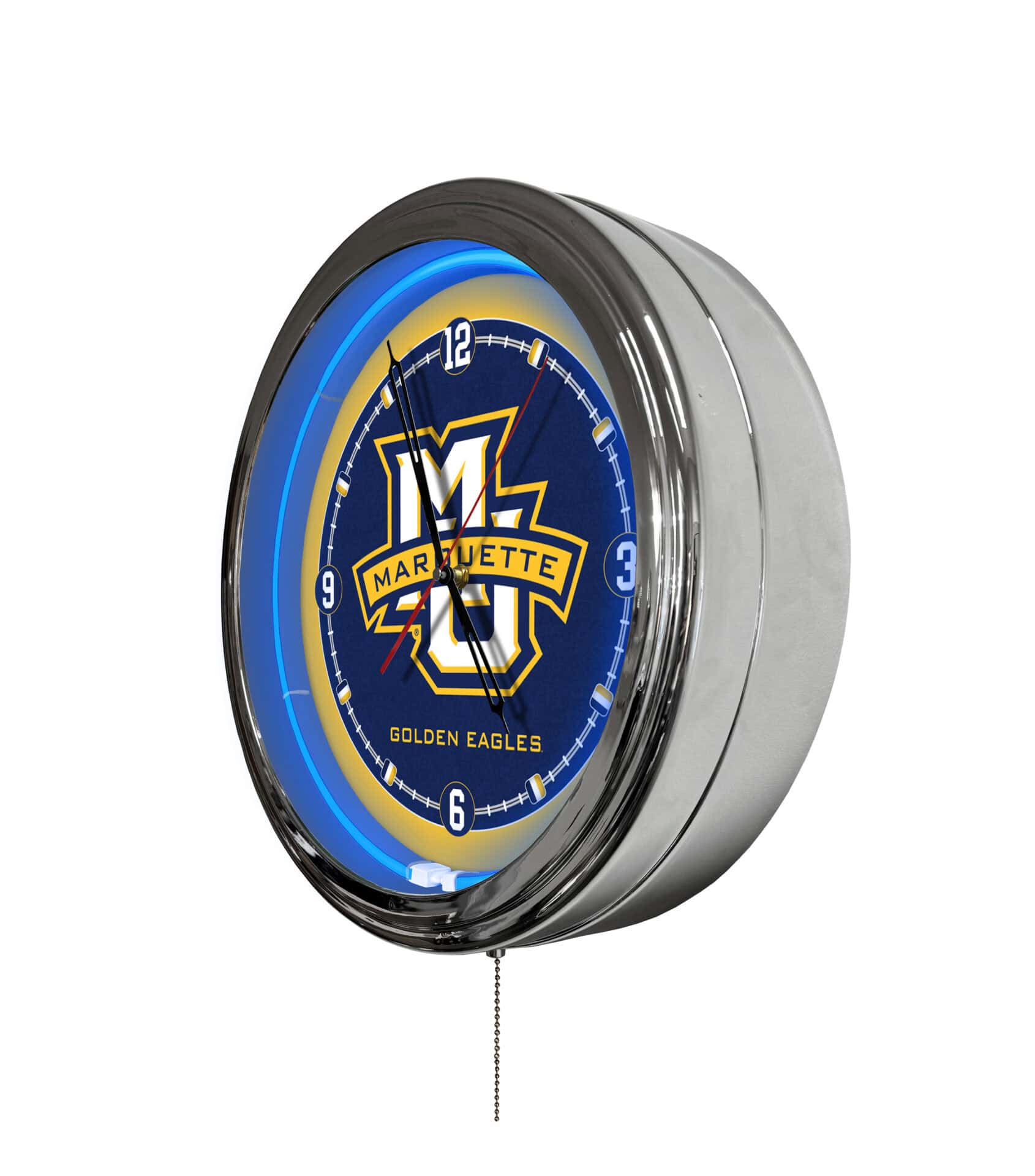 Marquette University 16-Inch LED Wall Clock in Chrome 2 Marquette University 16-Inch LED Wall Clock in Chrome - Image 2