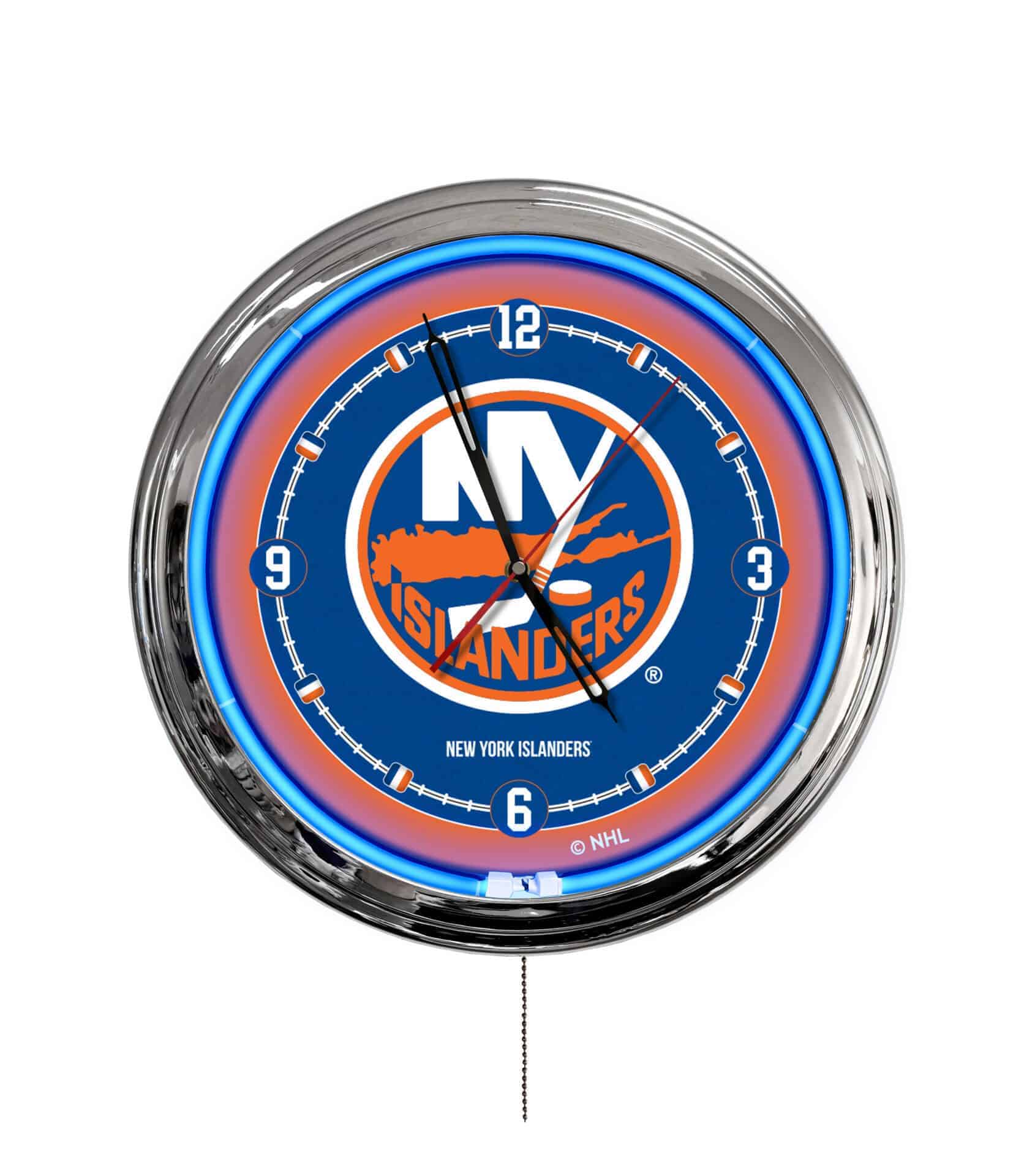 New York Islanders 16-Inch LED Wall Clock in Chrome 1 New York Islanders 16-Inch LED Wall Clock in Chrome