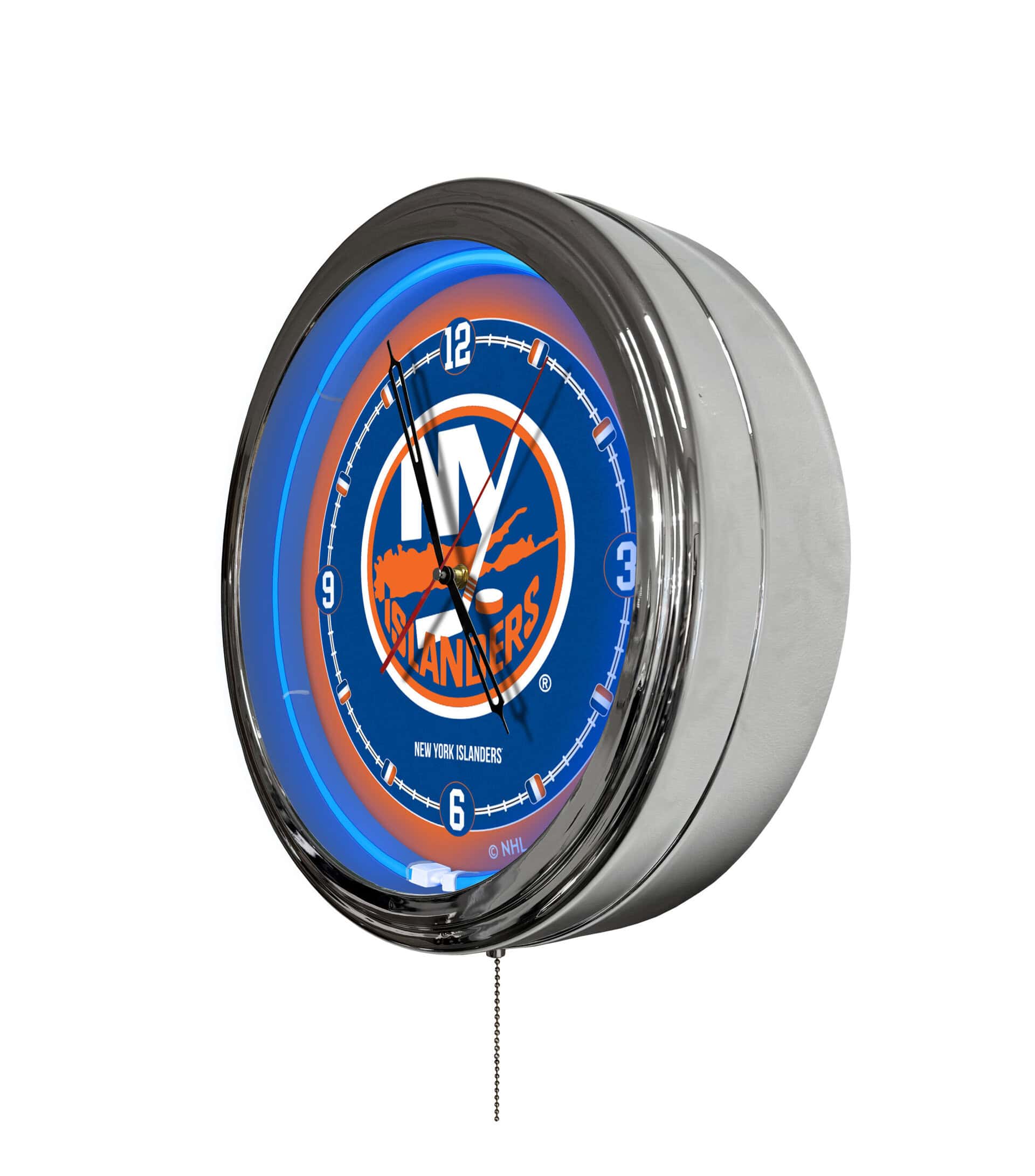 New York Islanders 16-Inch LED Wall Clock in Chrome 4 New York Islanders 16-Inch LED Wall Clock in Chrome