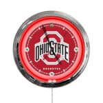 Ohio State University 16-Inch LED Wall Clock in Chrome