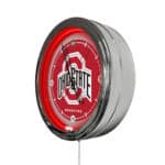 Ohio State University 16-Inch LED Wall Clock in Chrome