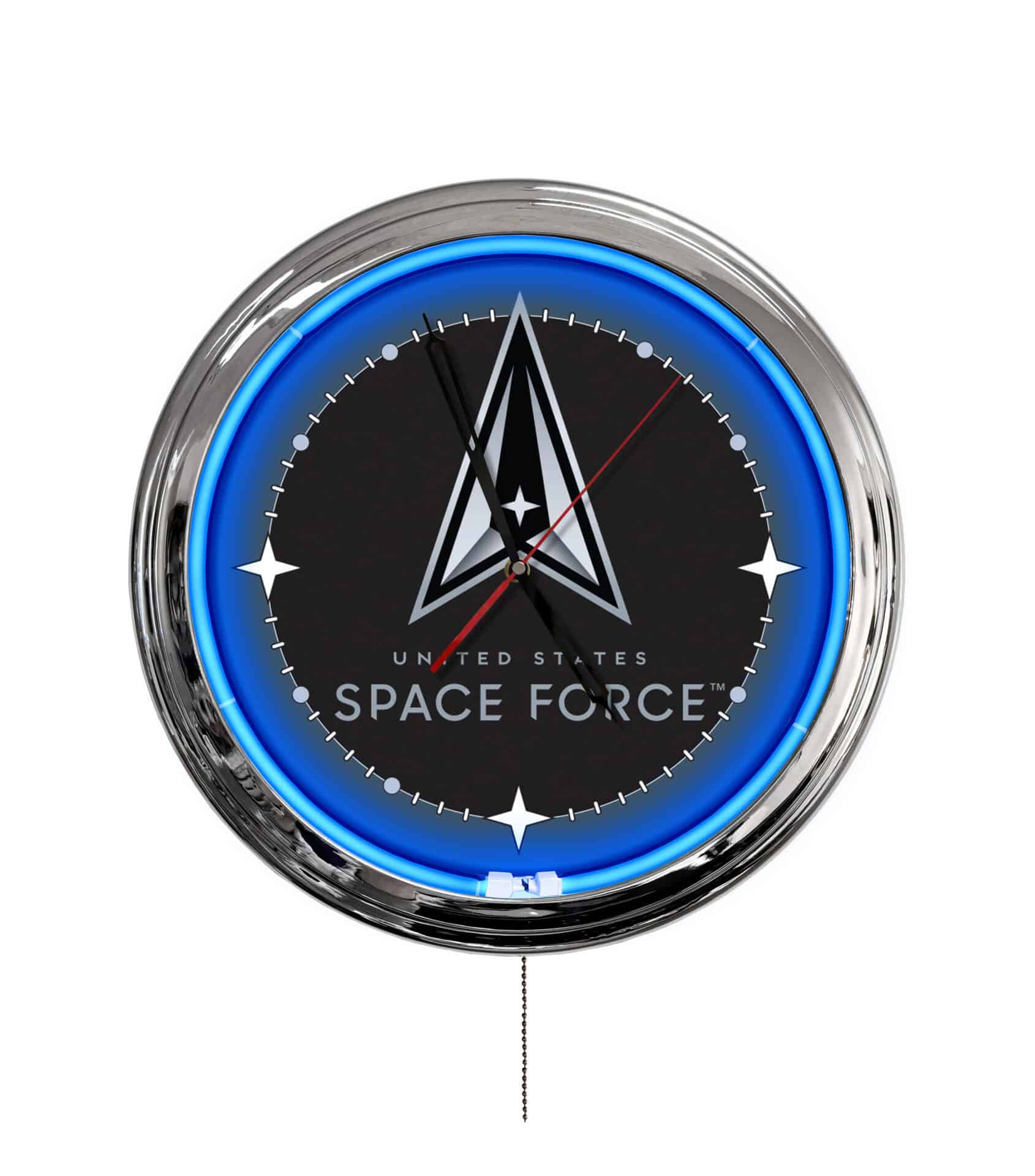 United States Space Force 16-Inch LED Wall Clock in Chrome 1 United States Space Force 16-Inch LED Wall Clock in Chrome