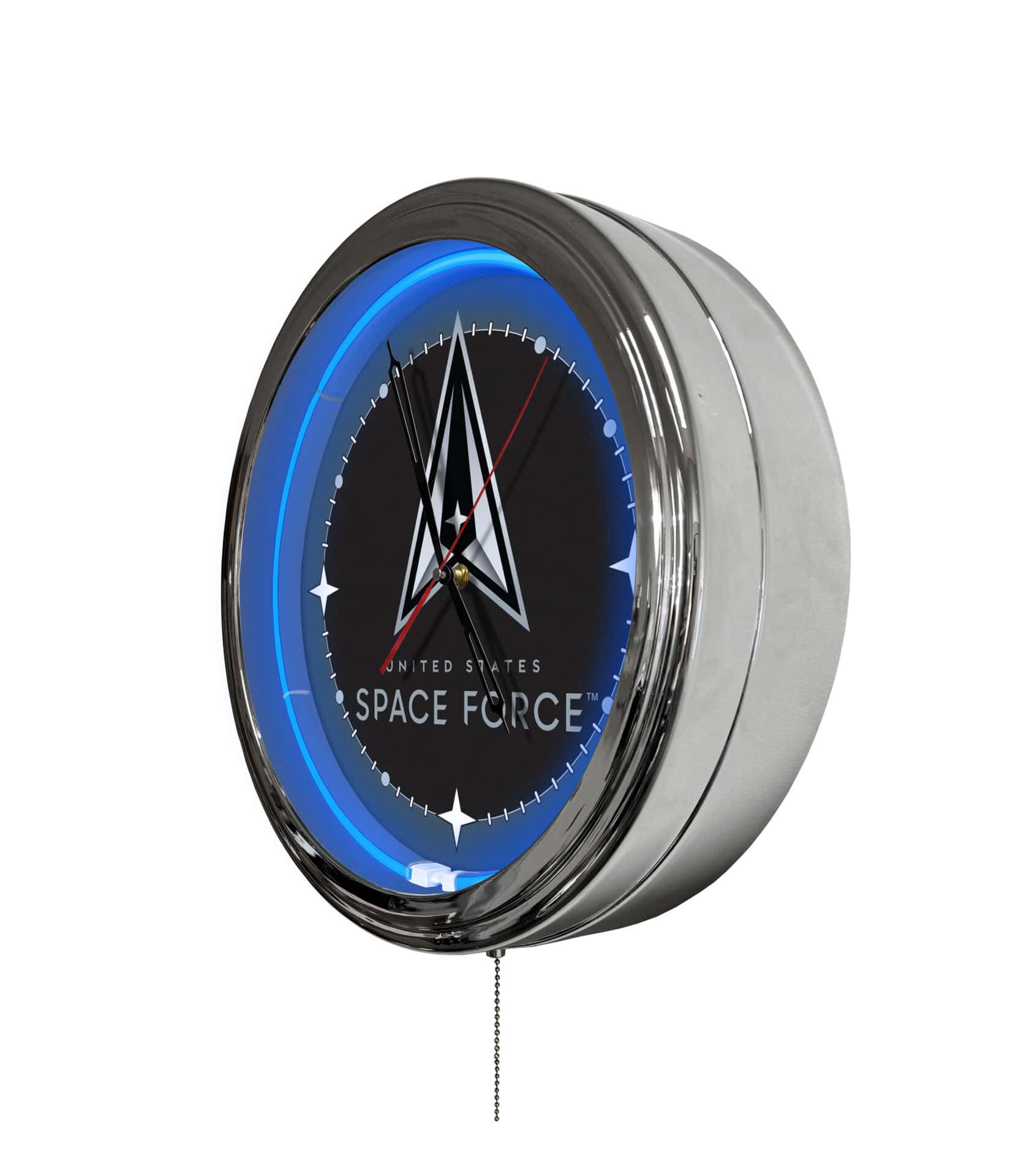 United States Space Force 16-Inch LED Wall Clock in Chrome 2 United States Space Force 16-Inch LED Wall Clock in Chrome - Image 2