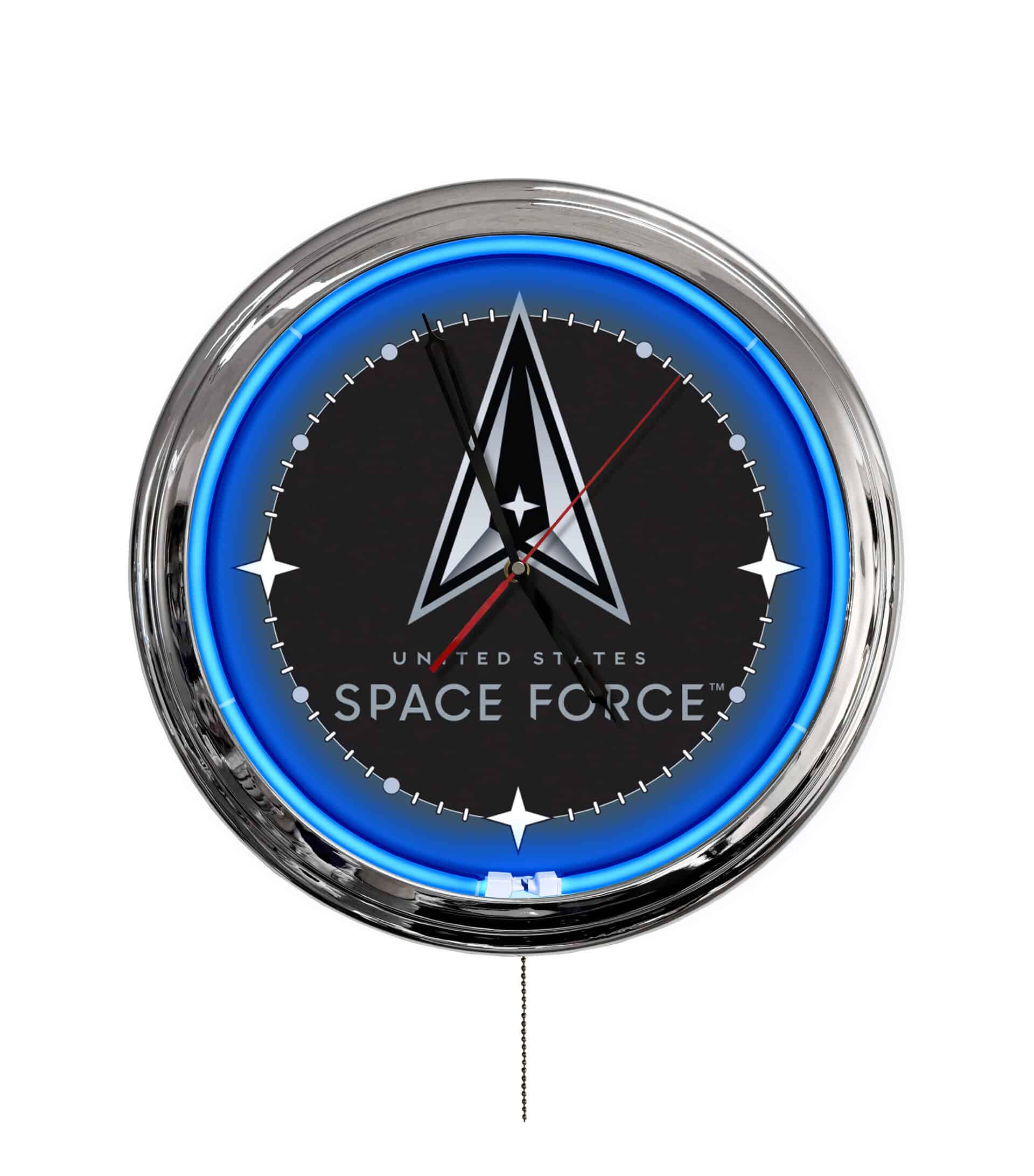 United States Space Force 16-Inch LED Wall Clock in Chrome 3 United States Space Force 16-Inch LED Wall Clock in Chrome